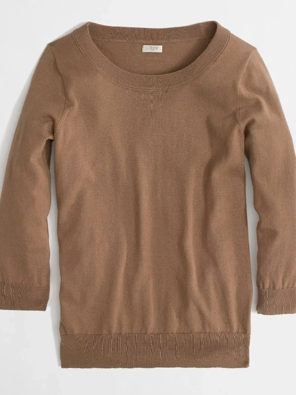 NWT J. Crew Size Small Camel Brown 100% Cotton Charley Pullover Knit Sweater NEW